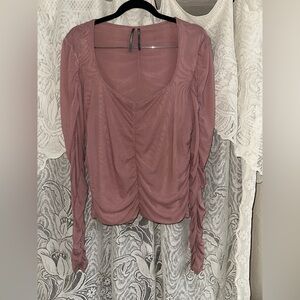 By Anthropologie Ruched Top Mauve XL
